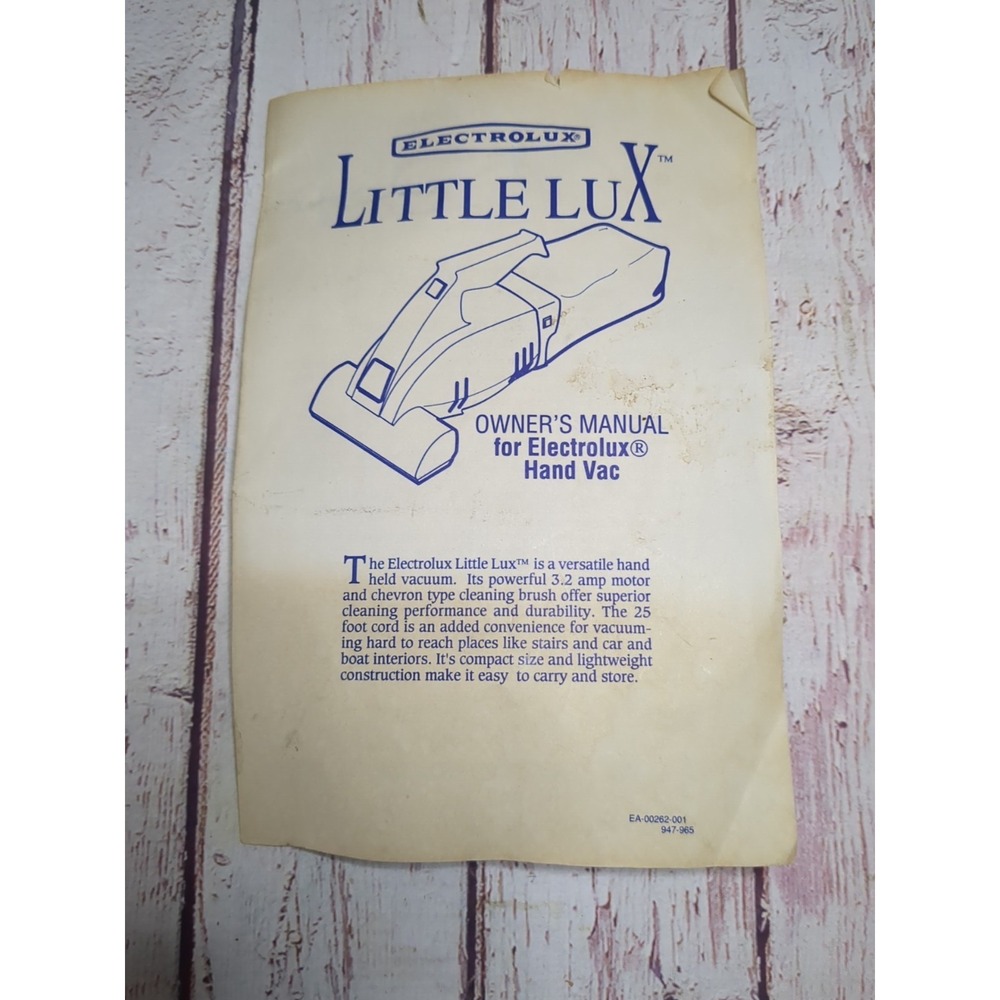 Vintage‎ Electrolux Little Lux Owner's Manual 1990 English/French
